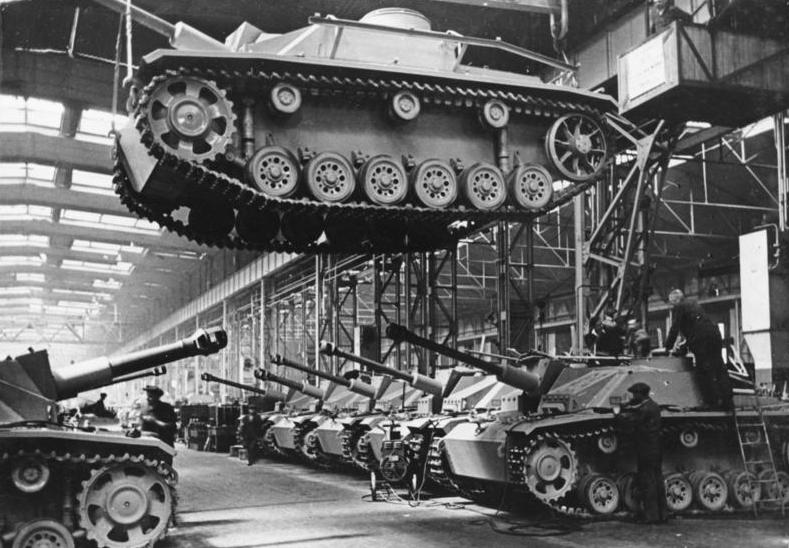 Tanks rolling off a German assembly line in 1943.