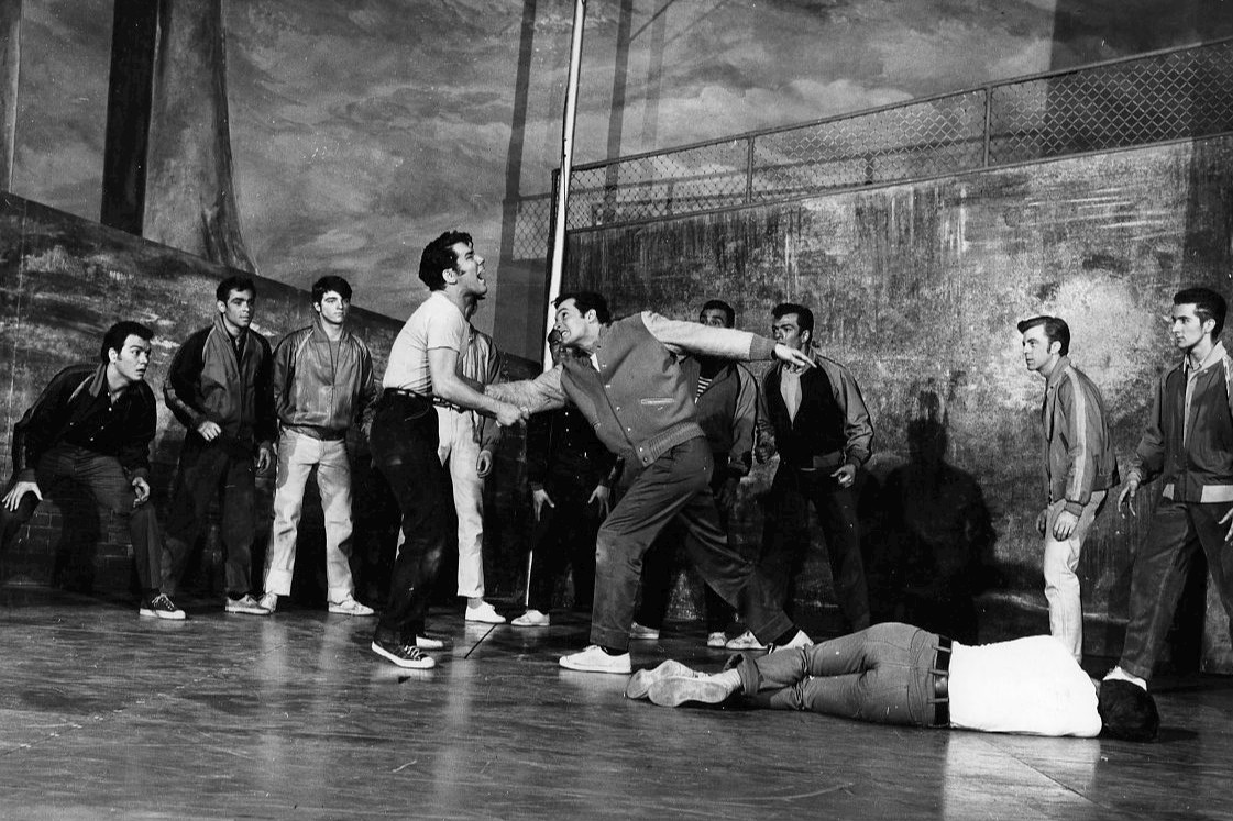 A scene from 'the rumble' segment of the Broadway play.