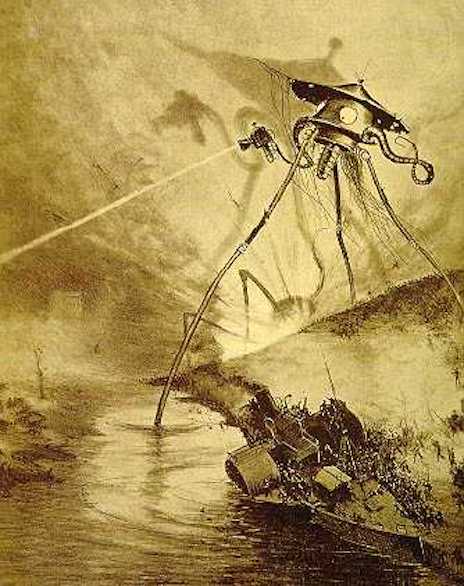 Alien tripod illustration from H.G. Wells’s novel, War of the Worlds.