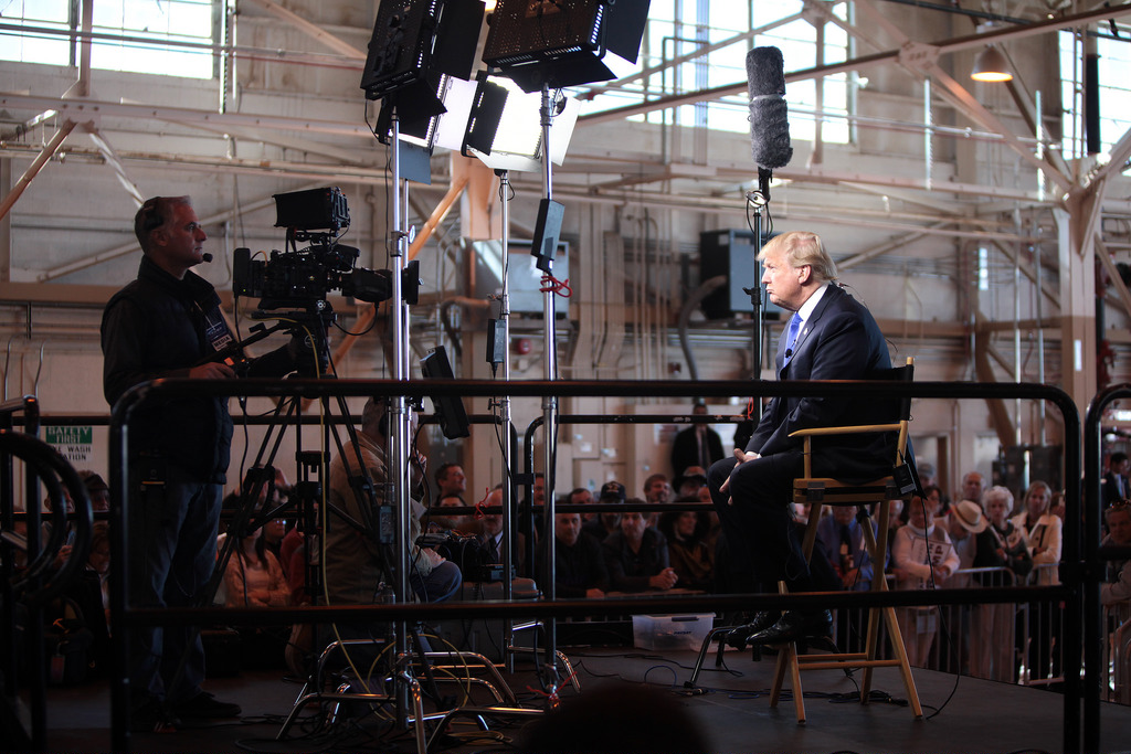 Donald Trump during an interview at Mesa Gateway Airport.