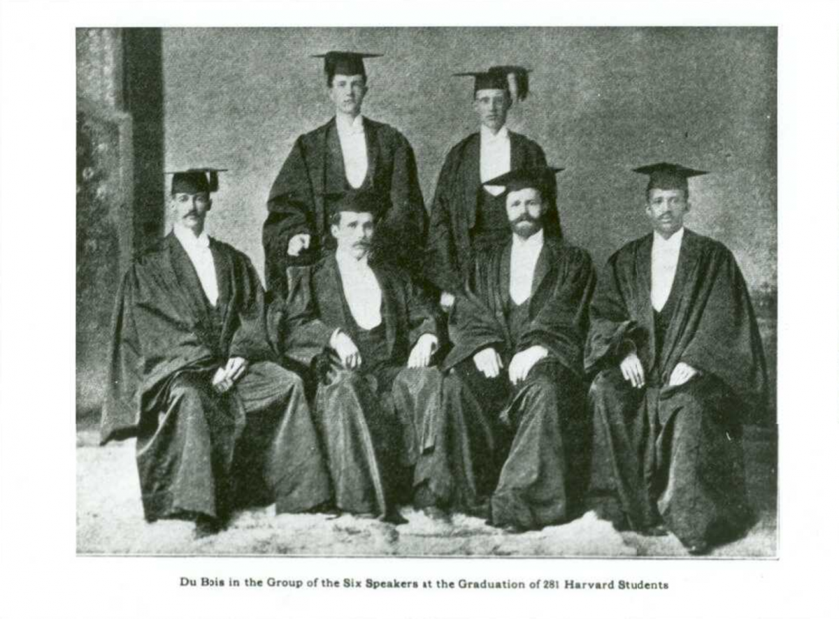 Du Bois (far right) with speakers at Harvard graduation, 1890.