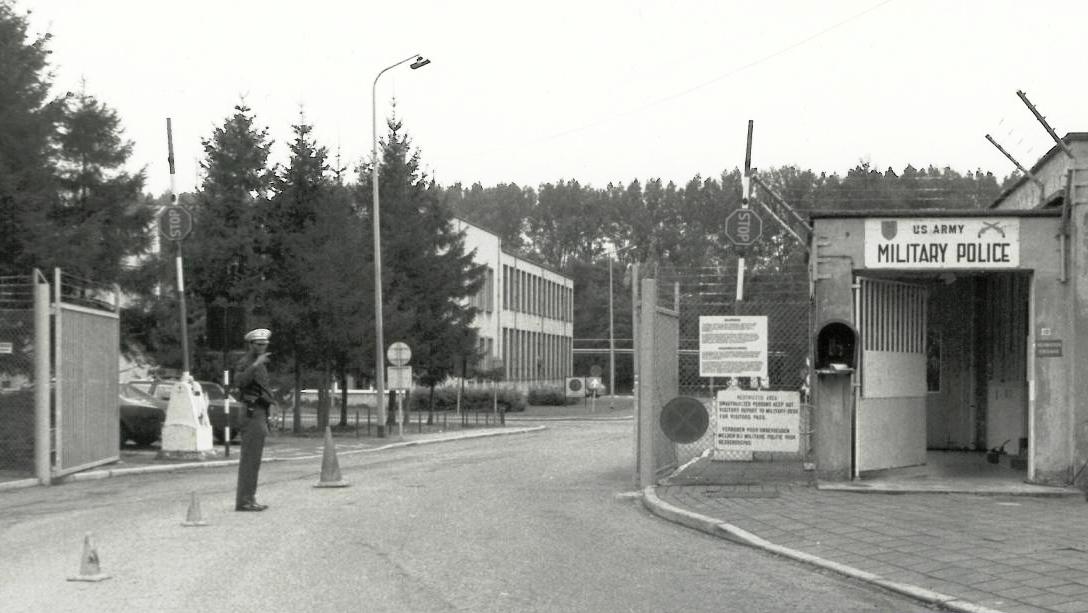 Entrance to U.S. Army Garrison in Schinnen, Netherlands, 1969.