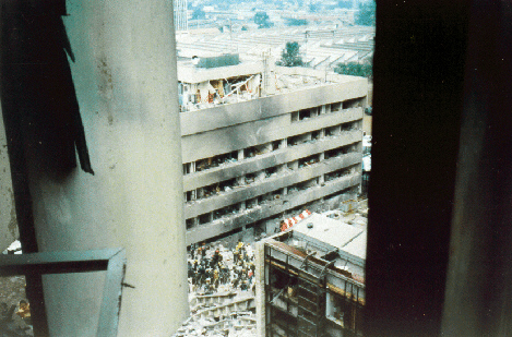 A view of the damaged U.S. embassy in Nairobi, Kenya.
