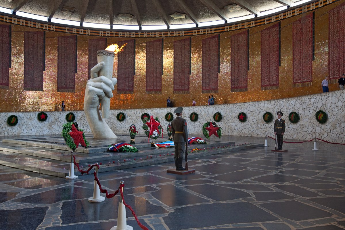 The Eternal Flame in the Hall of Warrior Glory, at Mamayev Kurgan, Volgograd, Russia.