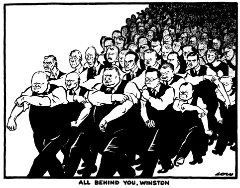 'All Behind You, Winston': David Low cartoon from the Evening Standard, May 14, 1940.