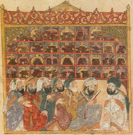 Arab scholars at an Abbasid library.