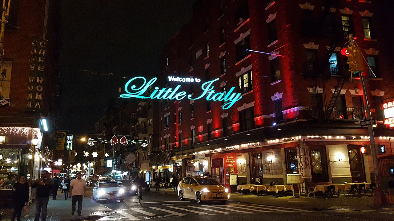 A sign welcoming people to Little Italy in Manhattan.
