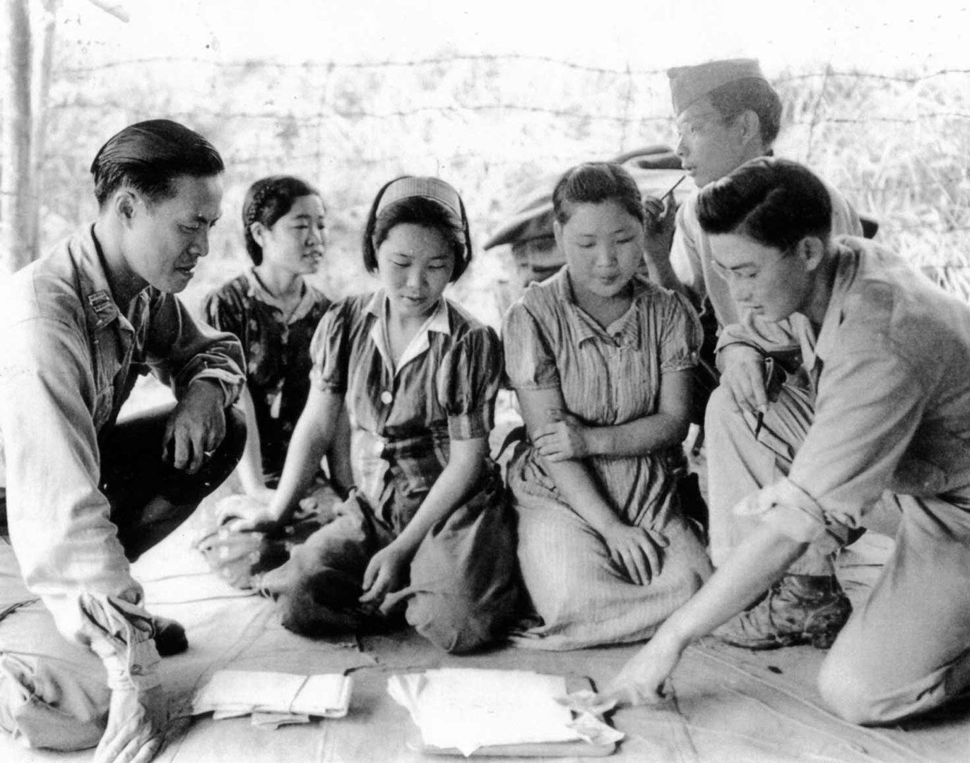 Comfort women captured by the U.S. Army, August 14, 1944, in Myitkyina.