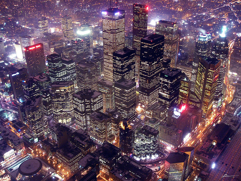 The city of Toronto at night.