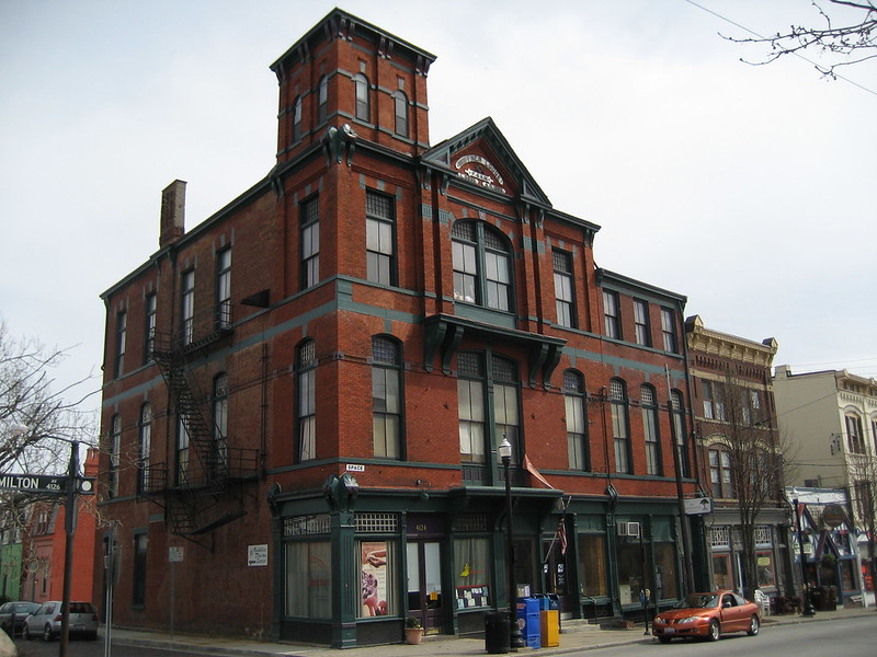 Storefronts on Hamilton Avenue in Cincinnati's Northside neighborhood in the 2000s.