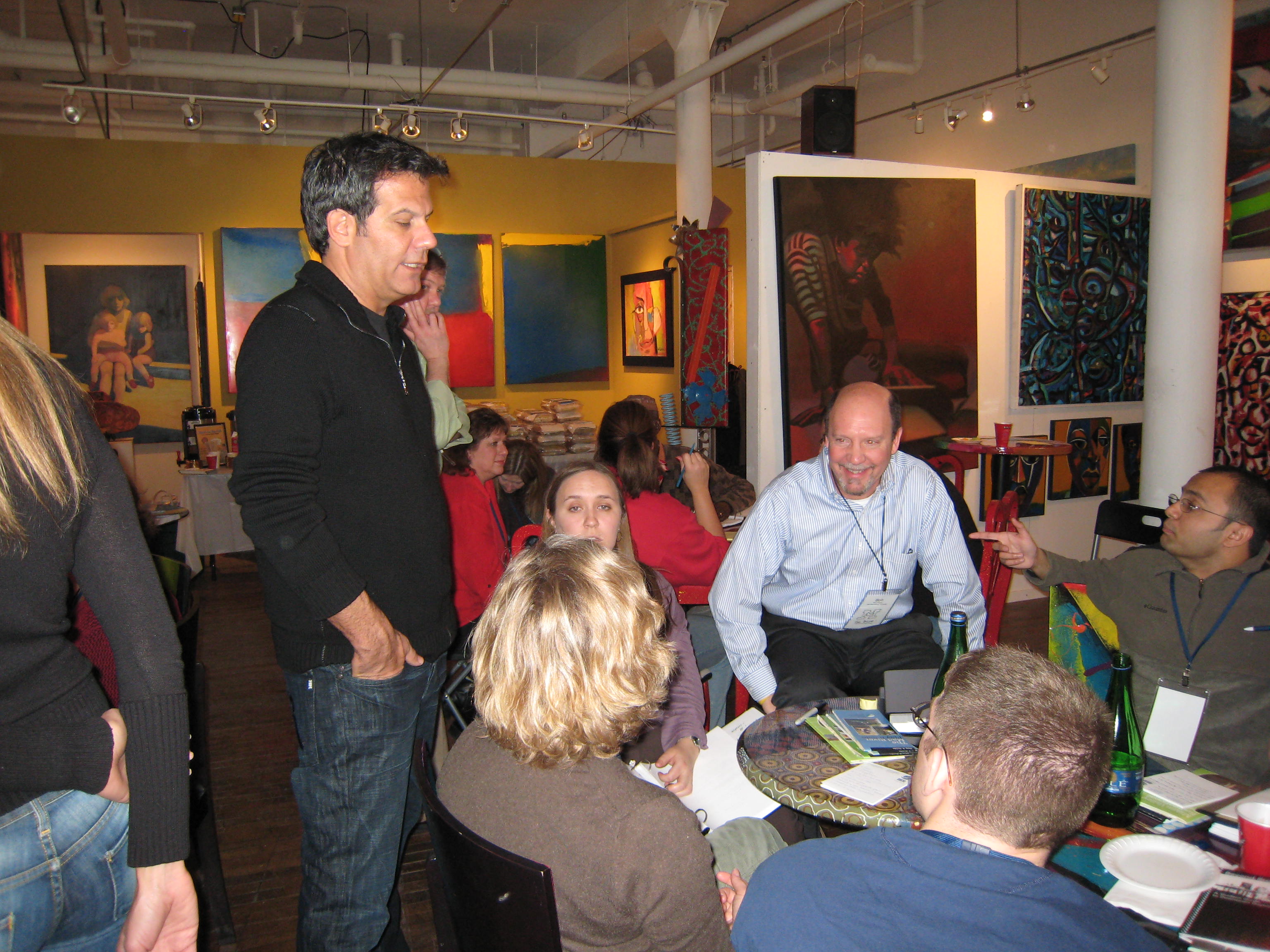 Best-selling author and urban planner Richard Florida visits an art and design studio in Dayton, OH.