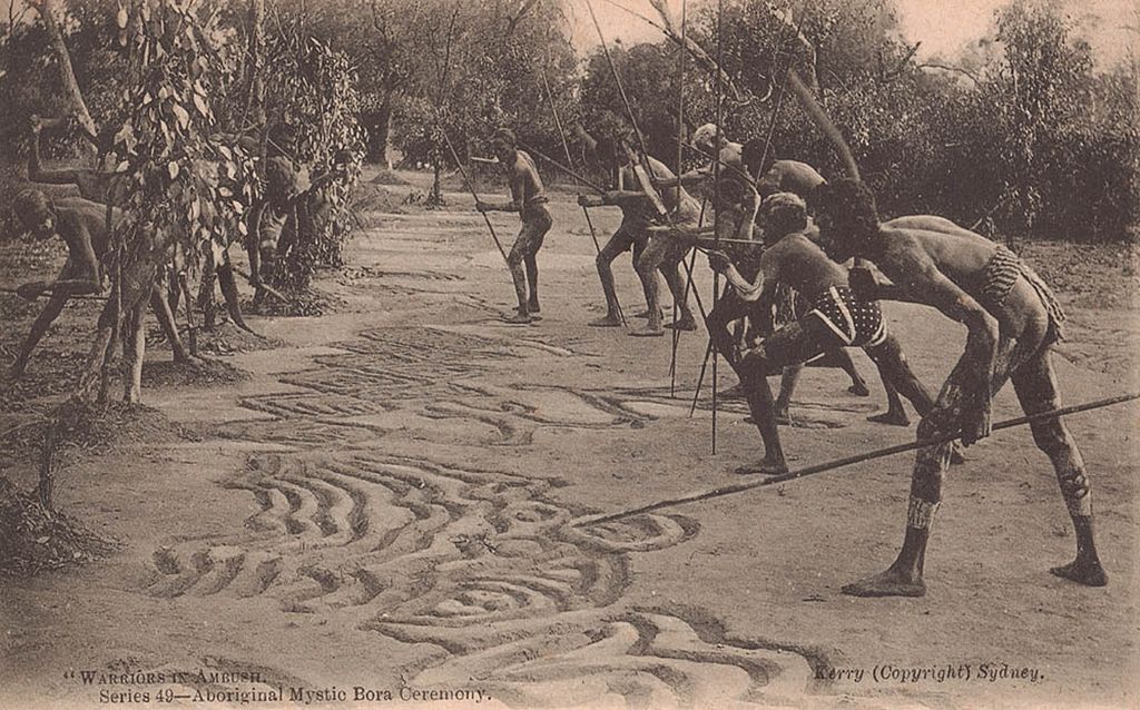 Aboriginal Australian warriors perform the Bora ceremony, photographed between 1900-1927