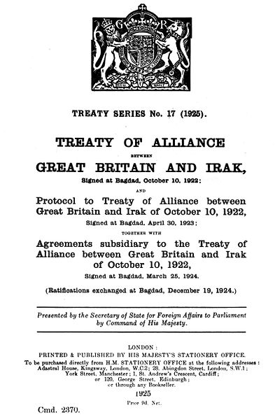 The Anglo-Iraqi Treaty of 1922.