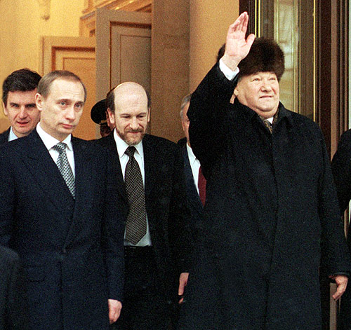 Vladimir Putin with Boris Yeltsin.