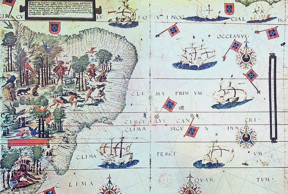 A 1519 Portuguese map showing the Brazilian coast.
