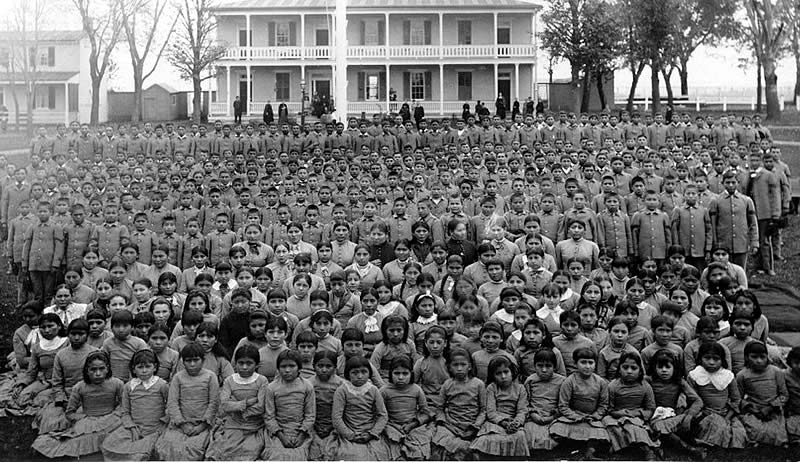 Pupils at the Carlisle Indian Industrial School, Pennsylvania, ca. 1900.