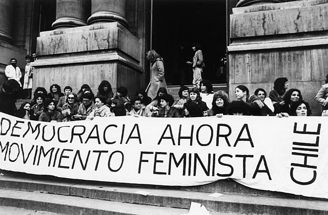 Chilean feminists rally during Augusto Pinochet’s military dictatorship.