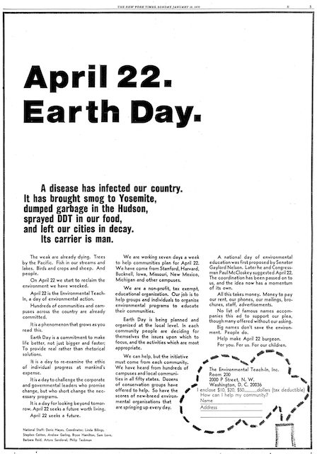 The Genius of Earth Day: How a 1970 Teach-In Unexpectedly Made the First  Green Generation