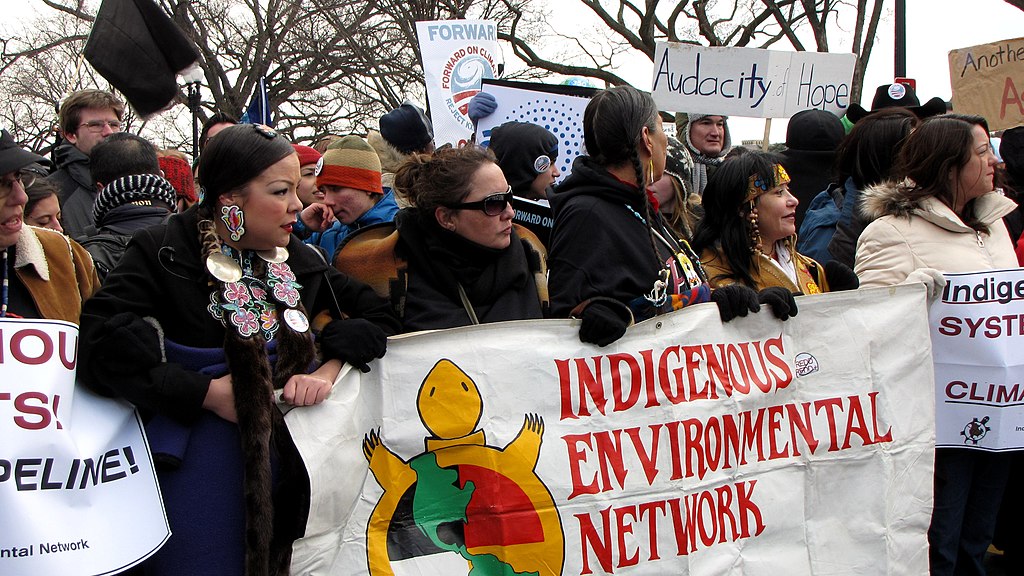 Members of the Indigenous Environmental Network protest the Keystone XL pipeline and fracking in Washington D.C., 2013.