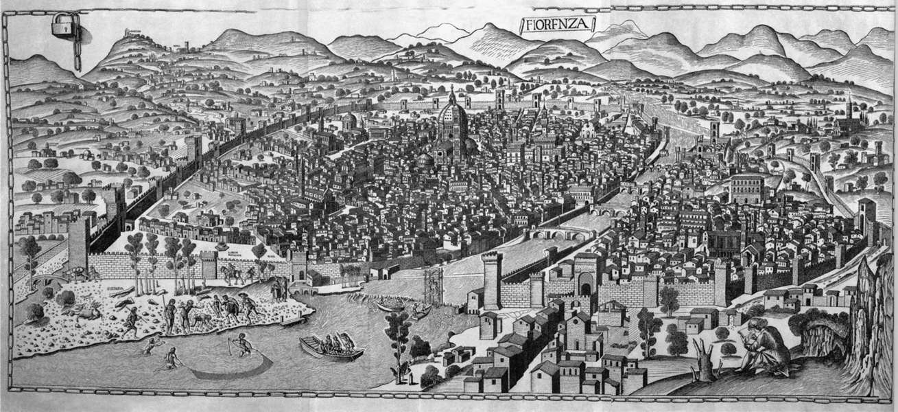 Francesco Rosselli’s 1480 'View of Florence' shows the city’s population decimated by the plague.
