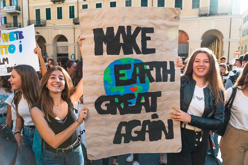 Demonstrators at a 2019 Italian Fridays for Future climate protest.