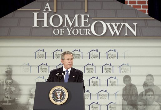 President George W. Bush delivers remarks at the U.S. Department of Housing and Urban Development in Washington, D.C., 2003