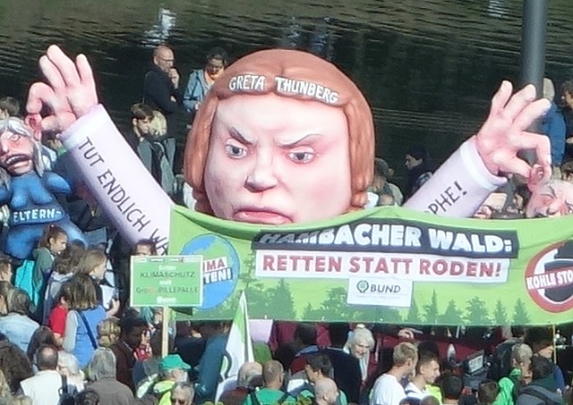 A Greta Thunberg sculpture.