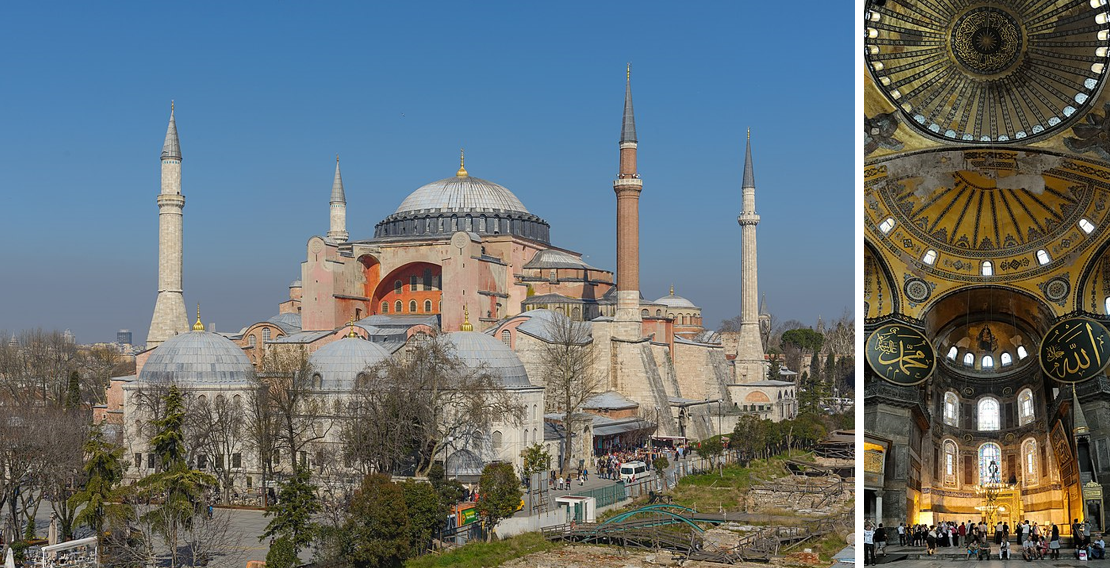 Justinian's famous church, the Hagia Sophia, was completed in 532 CE, nearly a decade before the first outbreak of the plague in Constantinople.