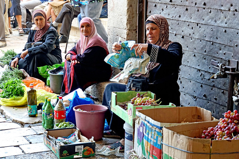 Israeli Arab women selling goods in 2016.
