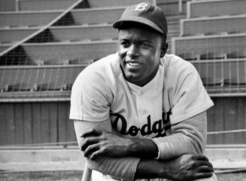 Jackie Robinson during filming of The Jackie Robinson Story, 1950