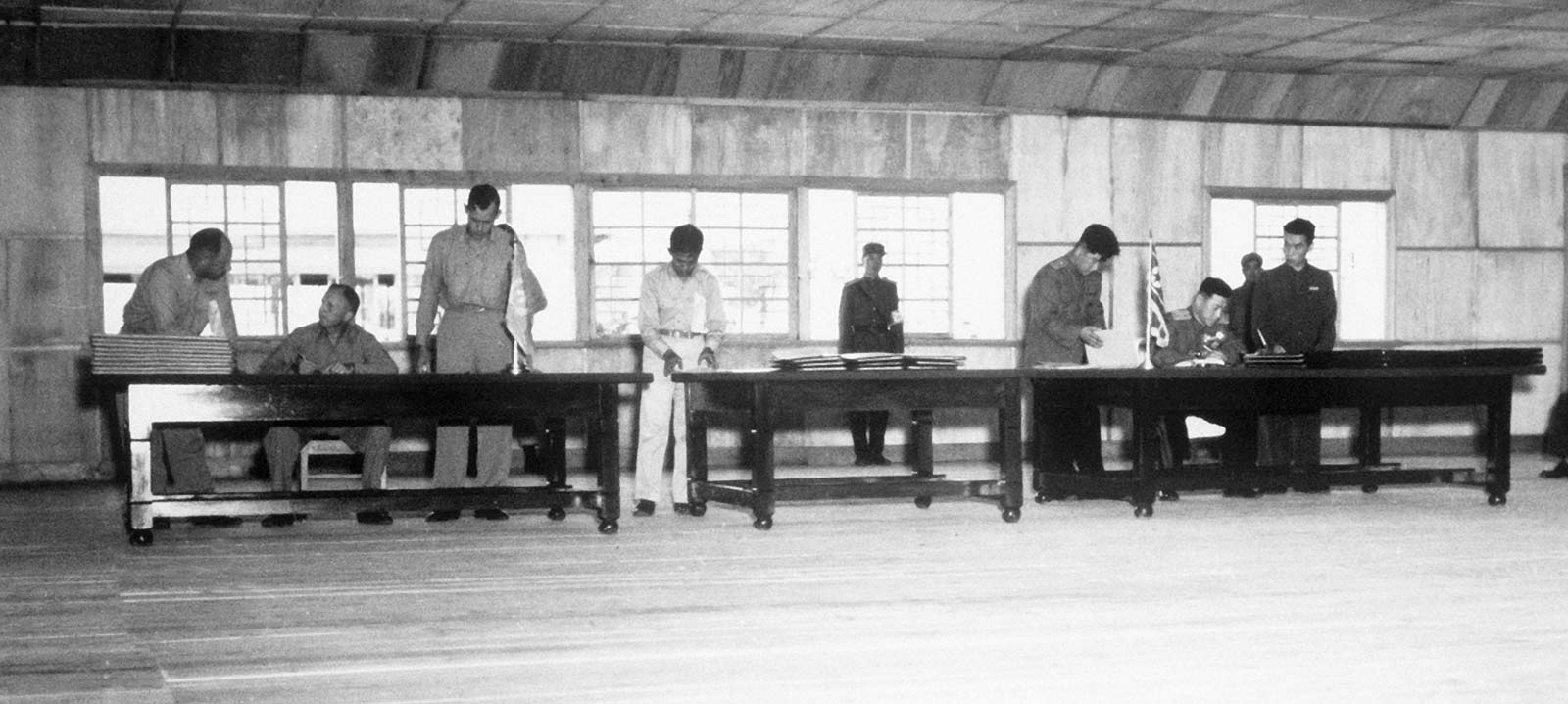 Signing of the Korean War armistice agreement.