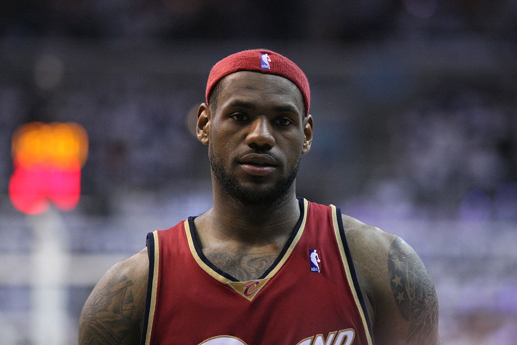 LeBron James in his Cleveland Cavaliers uniform in 2008