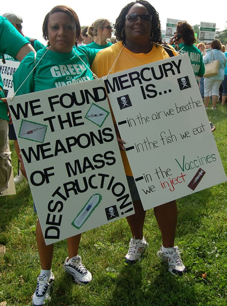 Anti-vaccination supporters at the 2008 'Green Our Vaccines' march in Washington, D.C.