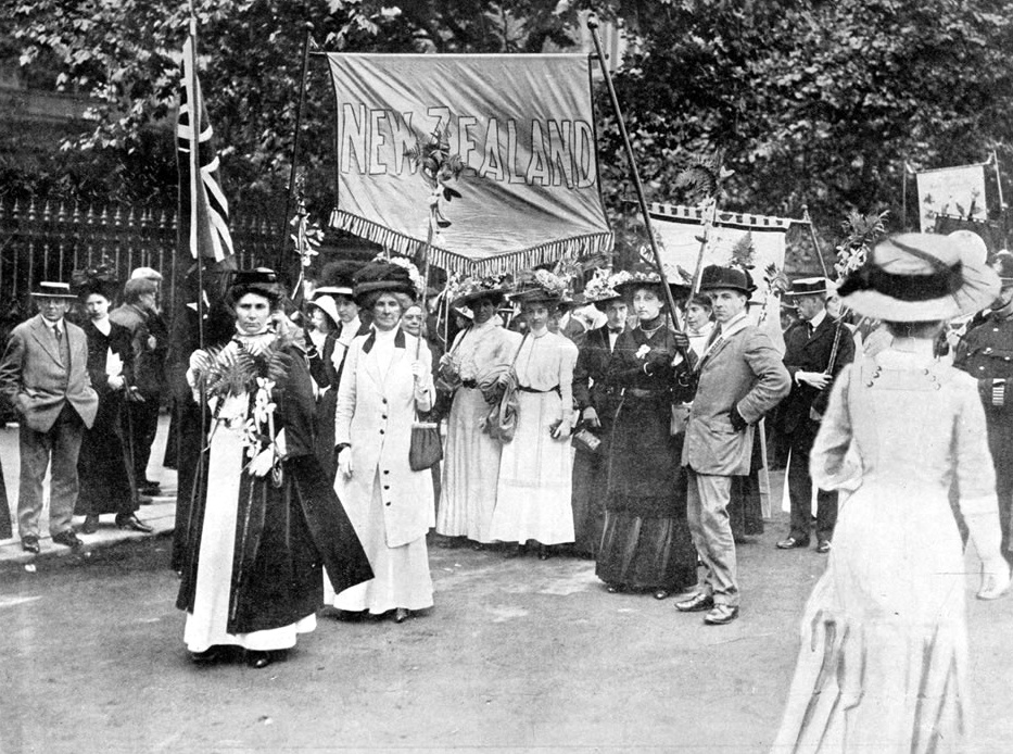 New Zealand suffragists at a London demonstration in 1910.