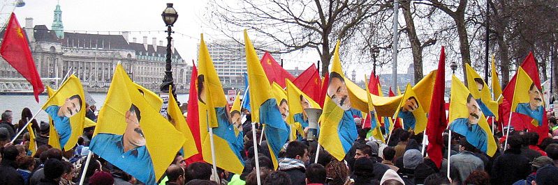 Supporters of the Kurdistan Worker’s Party (PKK) at a 2003 London rally opposing the Iraq War.
