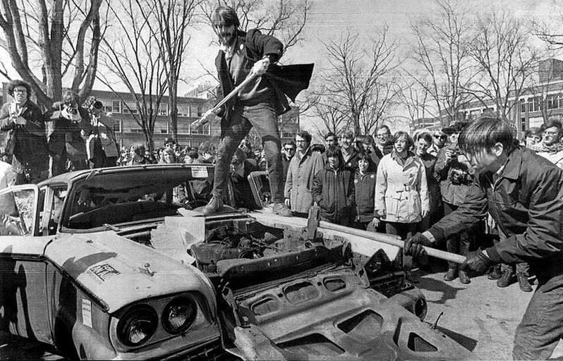 University of Michigan students participate in a March 1970 pollution teach-in.