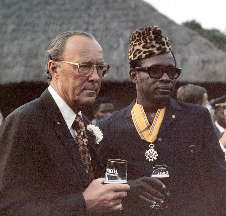 Prince Bernhard of Lippe-Biesterfeld, consort to Queen Juliana of the Netherlands, and Mobutu Sese Seko in 1973.