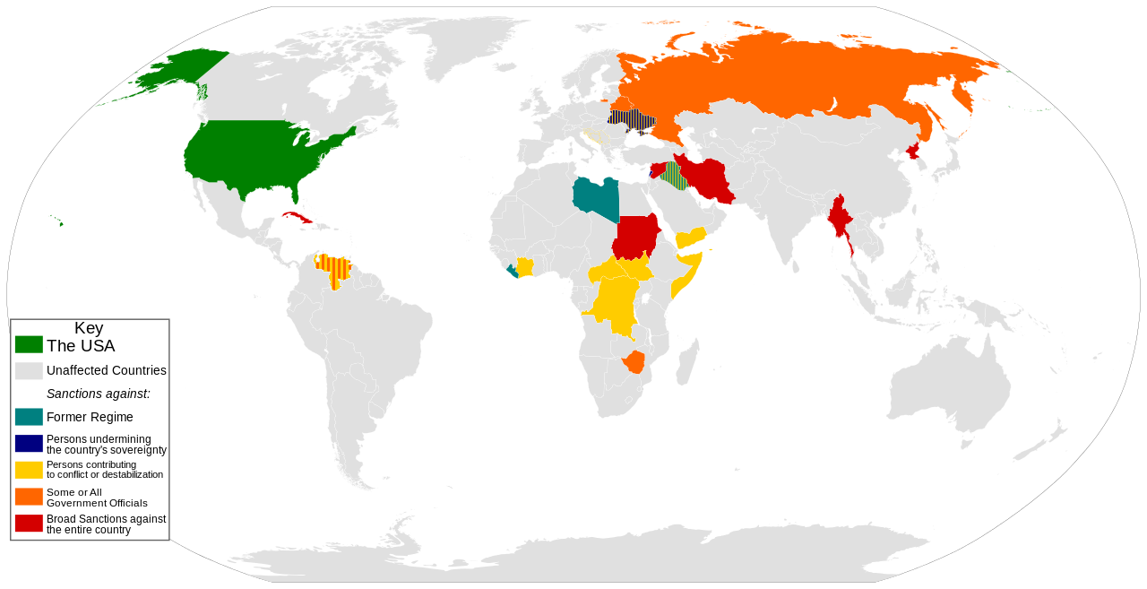 Countries or individuals sanctioned by the United States in 2015.