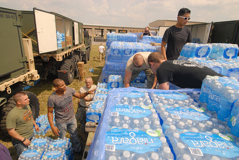 Ohio’s National Guard distributes water during Toledo’s water crisis in August 2014.