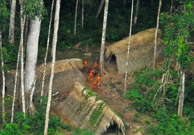 Uncontacted indigenous tribe in Acre, Brazil, in 2009.