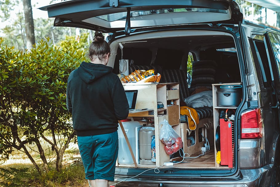 An image of a van, which more people have chosen as the site of their minimalist lifestyle that emphasizes living with sufficient but not excessive resources