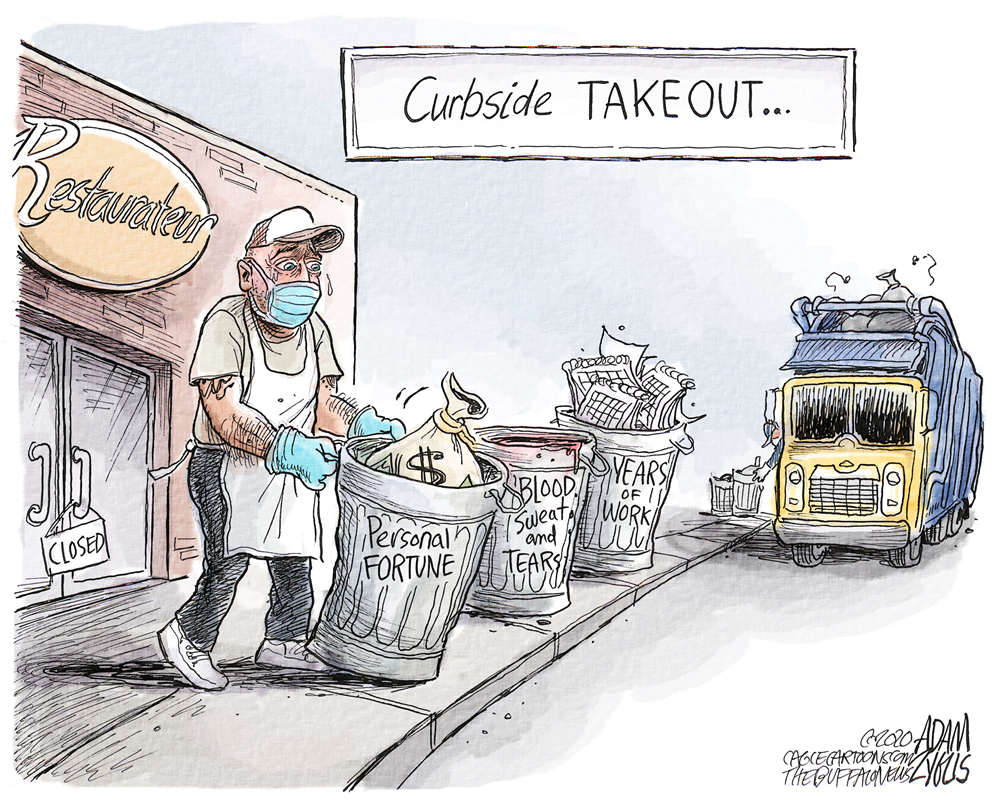 Cartoon depicting the state of the restaurant industry