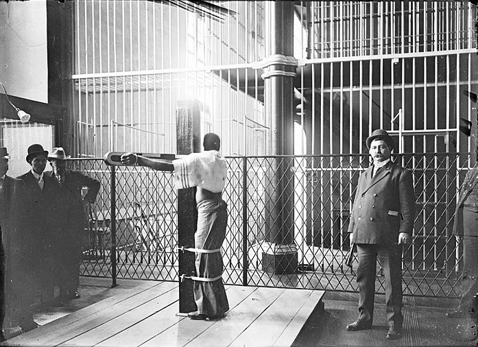 A whipping post in a Baltimore City Jail.