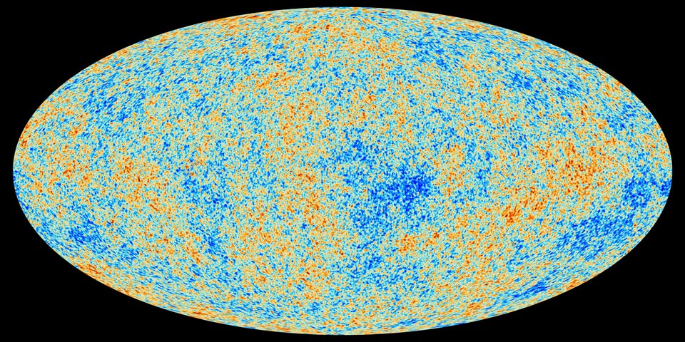 An image of the cosmic microwave background from the European Space Agency's Planck space observatory.