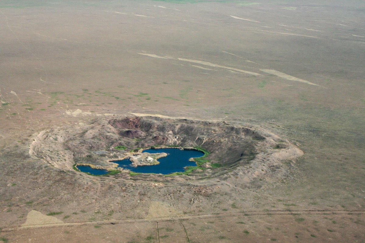 Crater from a USSR nuclear test at Semipalatinsk Polygon.