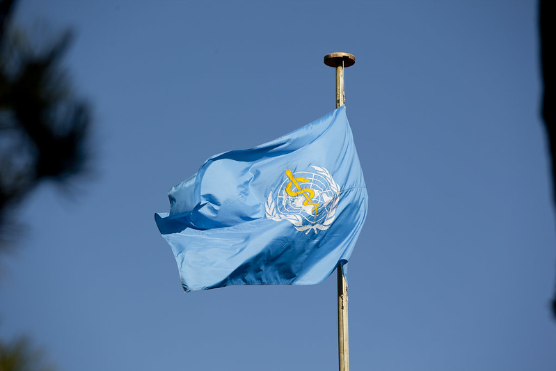 The flag of the World Health Organization.