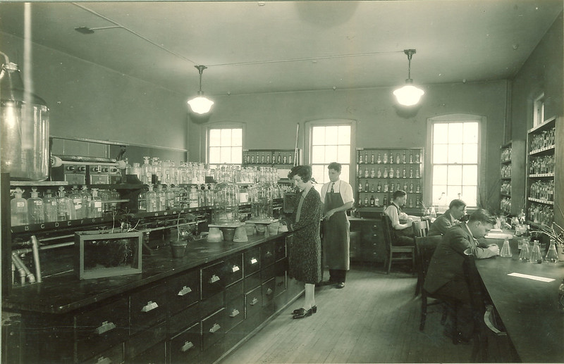 Students working in a science laboratory at the University of Iowa.