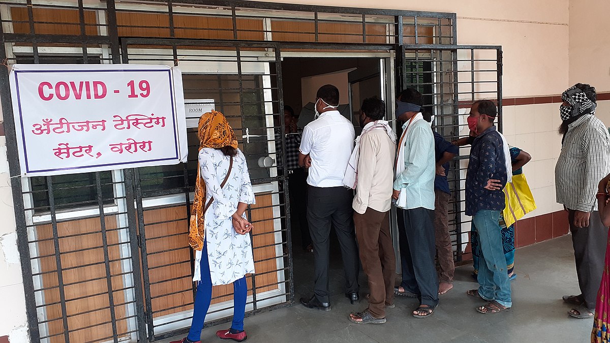 A COVID-19 antigen testing center in Warora, Maharashtra, India