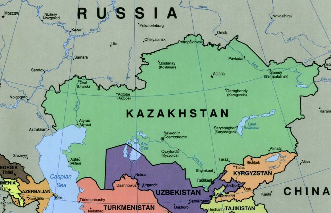 Map of Kazakhstan.