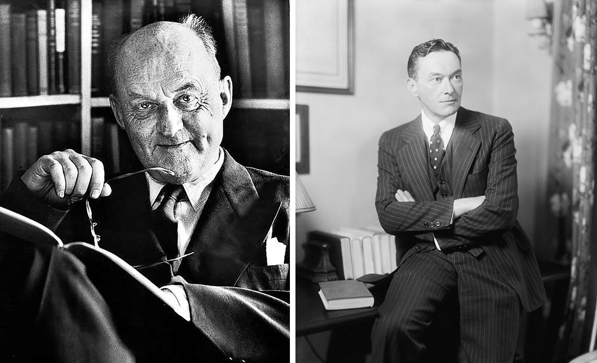 On the left, Reinhold Niebuhr pictured in 1956. On the right, Walter Lippman in 1920.